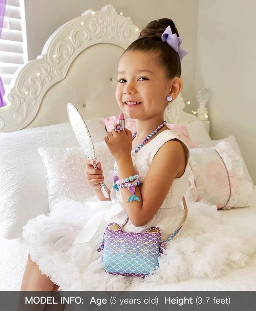 PATPAT® Purse for Little Girls Dress Up Jewelry Pretend Play Kids Accessories Mermaid Gifts (Purple) PATPAT® Purse for Little Girls Dress Up Jewelry Pretend Play Kids Accessories Mermaid Gifts (Purple)